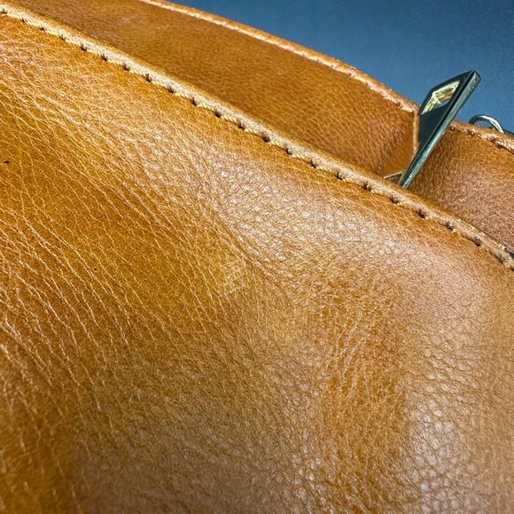 Italian Leather Purse Divina Firenze Carmel Brown Crossbody Shoulder Bag Italy - Picture 11 of 16